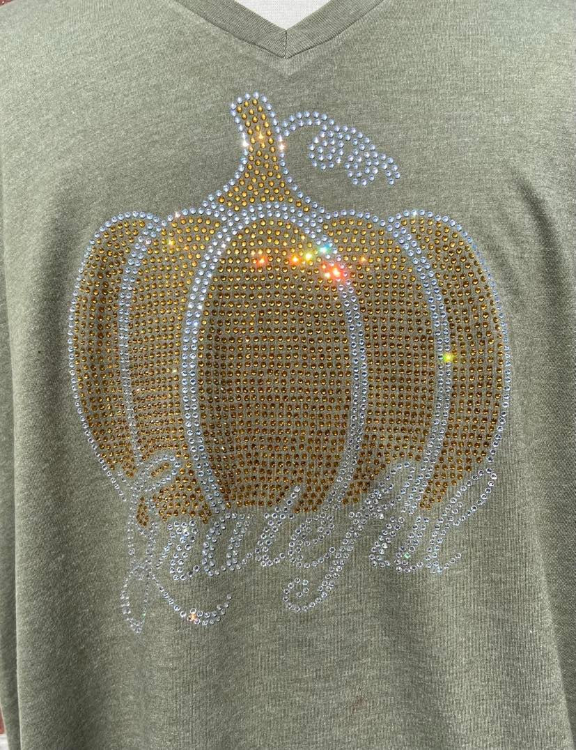 grateful_pumpkin_shirt thanksgiving_glam_shirt rhinestones sparkle bling