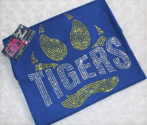 tigers paw mascot spirit_wear rhinestones sparkle bling