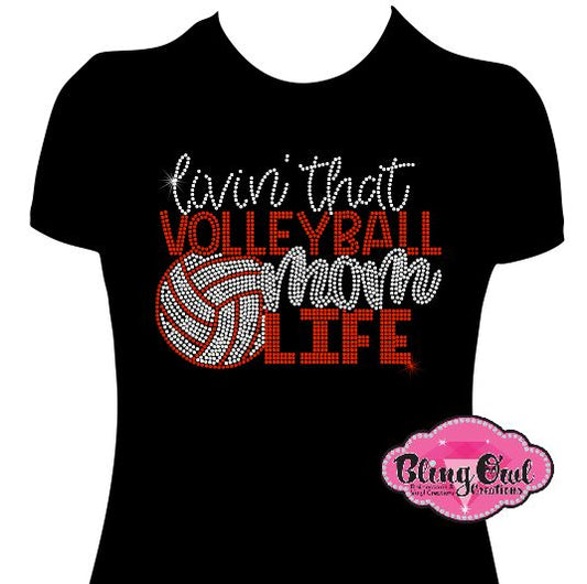 livin_that_volleyball_mom_life design shirt rhinestones sparkle bling