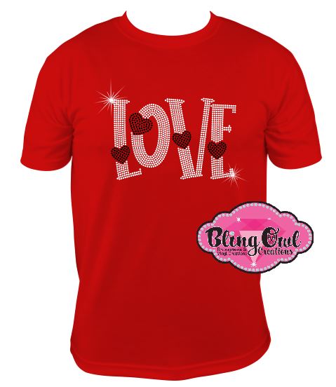 love_hearts rhinestones sparkle bling transfer