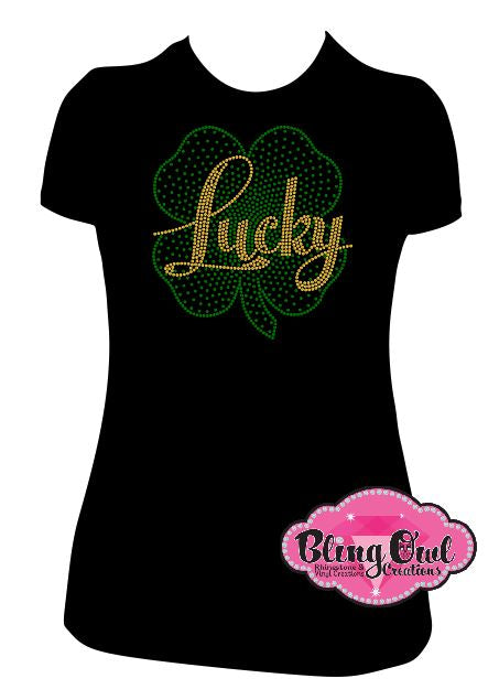 lucky_shamrock design rhinestones sparkle bling transfer