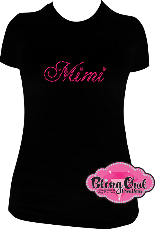 mimi grandma grandmother rhinestones sparkle bling transfer