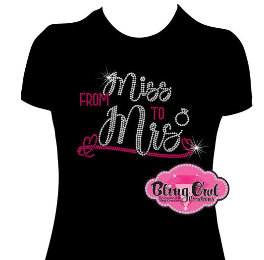 bride_t-shirt miss_to_mrs_with ring rhinestones sparkle bling transfer only