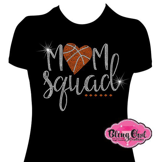 mom_squad basketbal design shirt rhinestones sparkle bling