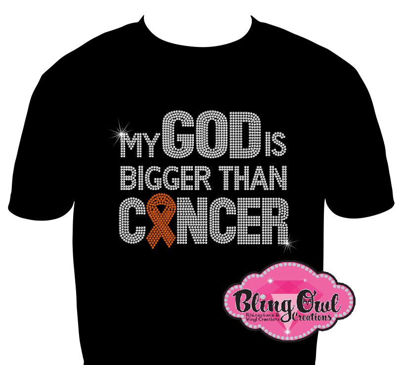 my_GOD_is_bigger_than_cancer design shirt special cause tshirt rhinestones sparkle bling