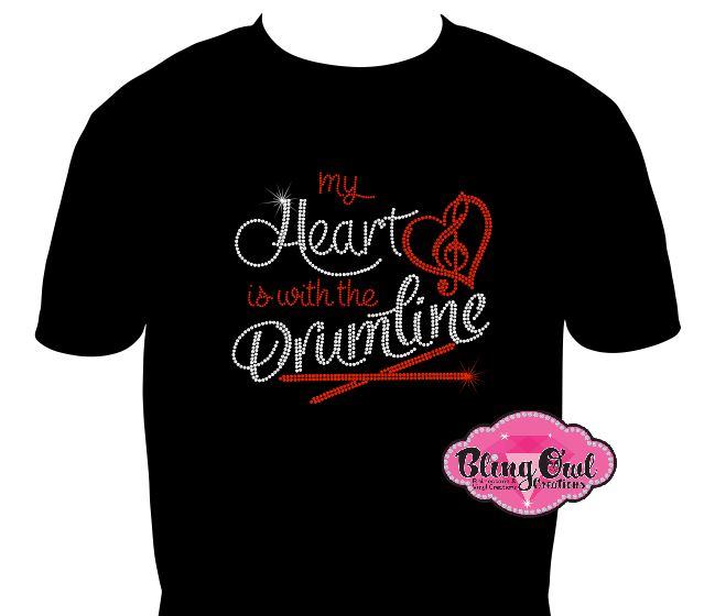 my_heart_drumline design band_mom rhinestones sparkle bling transfer