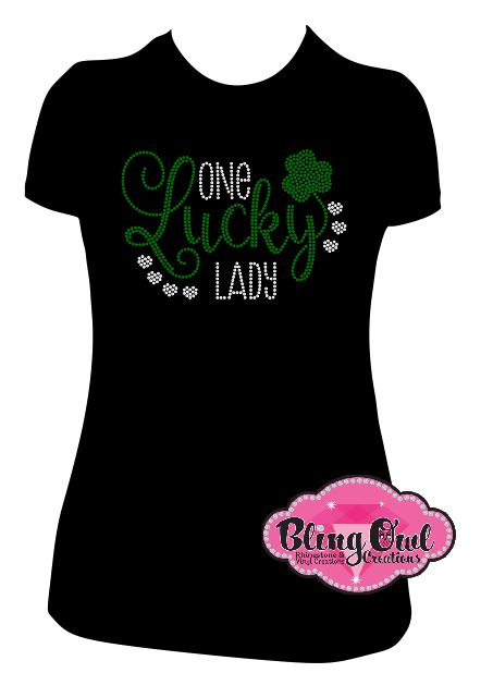 lucky_lady shamrock design st patrick day shirt rhinestones sparkle bling
