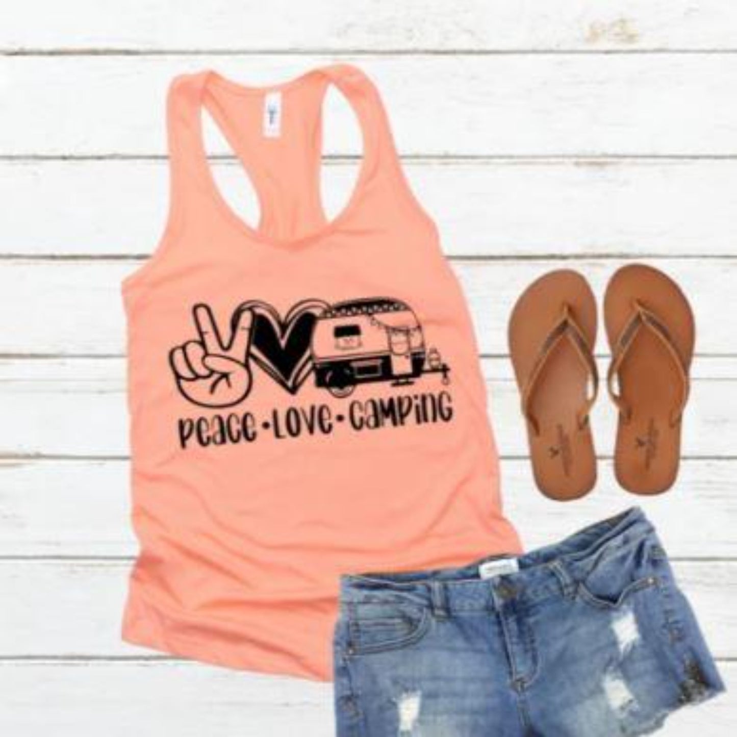 peace_love_camping specialty tee adventure tops casual shirt comfortable wear sleeveless top racerback shirt