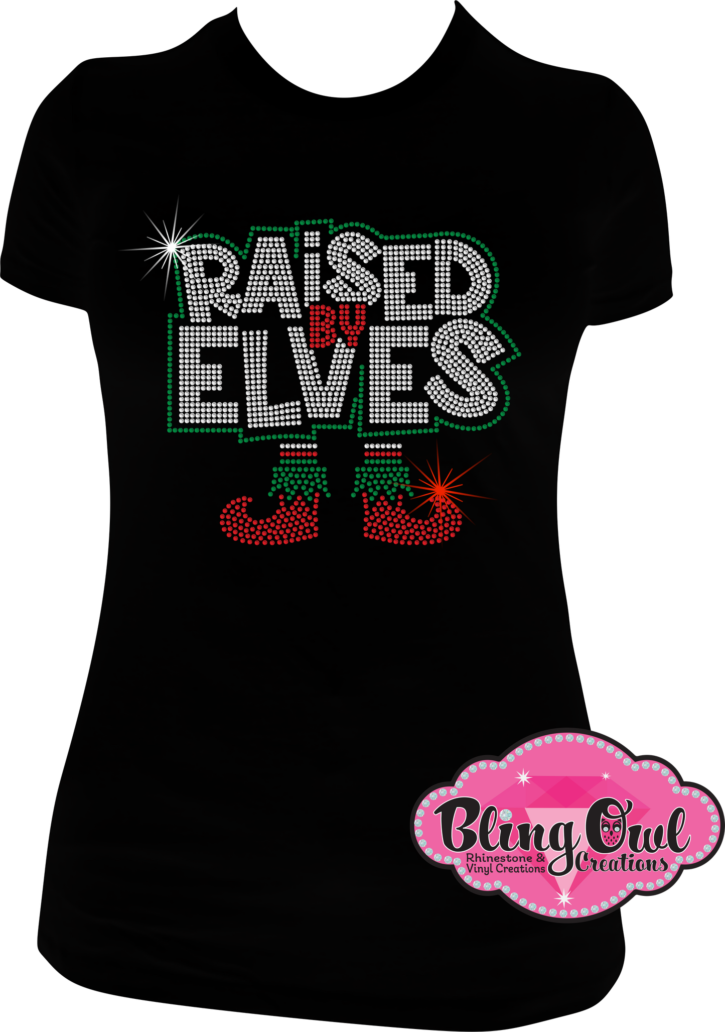 raised_by_elves design rhinestones sparkle bling transfer