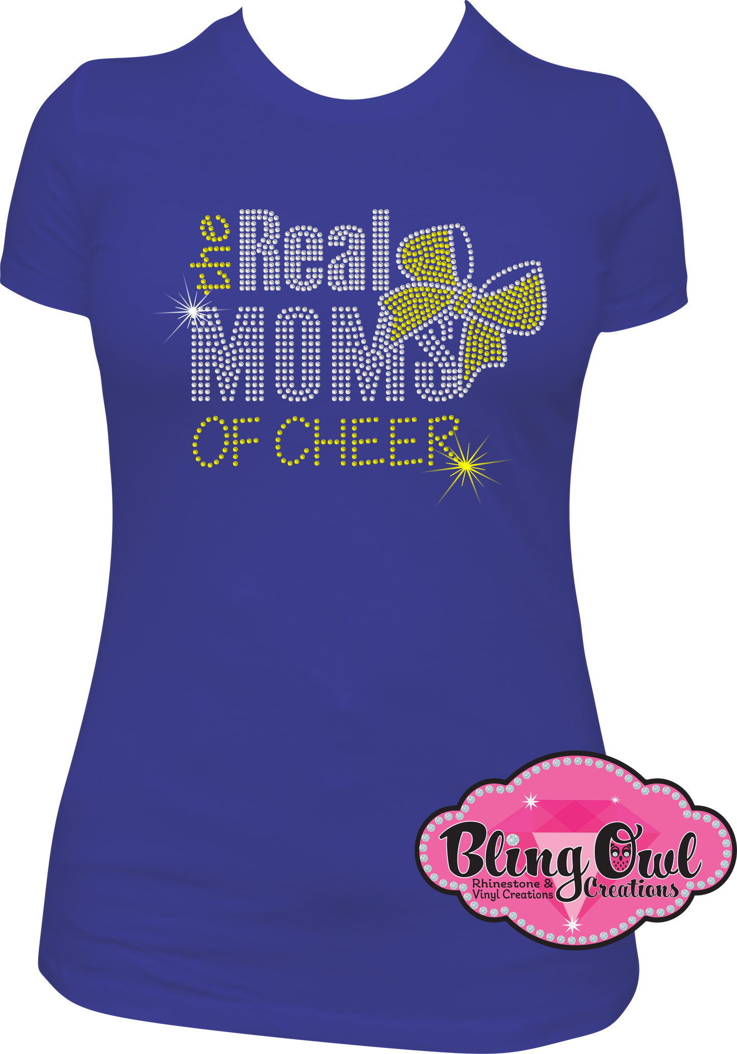 real_moms_cheer design rhinestones sparkle bling transfer