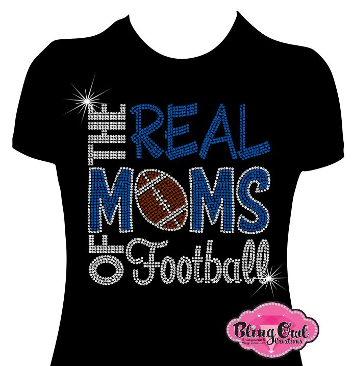real_moms_football design shirt glamvibes for mamas rhinestones sparkle bling