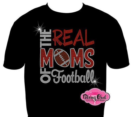 real_moms_football design shirt glamvibes for mamas rhinestones sparkle bling