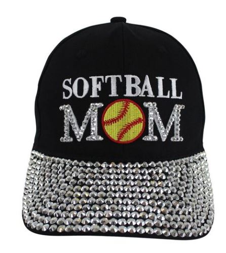 softball_mom_hat_bling Hat_with_rhinestones softball_love_sparkles timeless_and_trendy accessories classic_and_chic cap for bling_babes_bling_mama