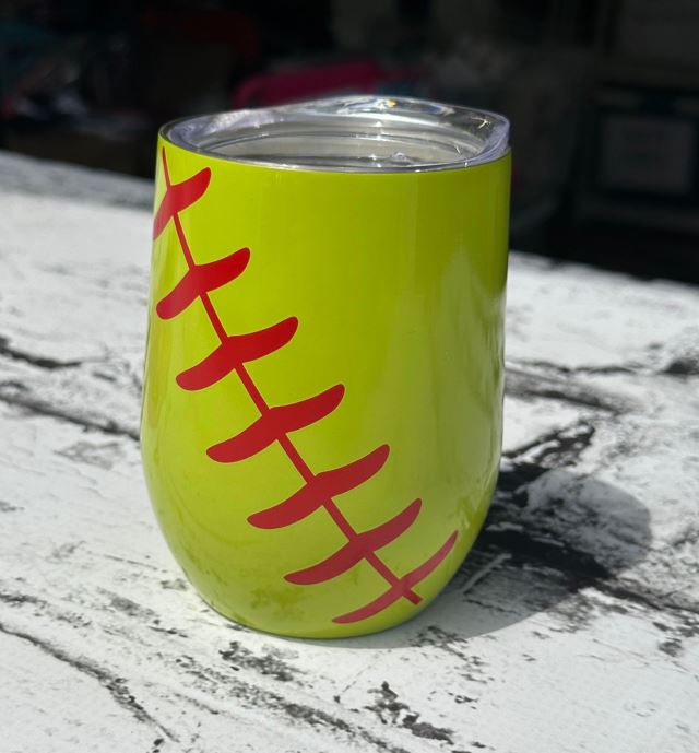 Keep your drinks at the perfect temperature for hours with this Stainless Steel Softball Wine Mug! Featuring a simple design in yellow with red stripes, it's the perfect gift for softball lovers. Enjoy your favorite beverage hot or cold on the go. Ideal for picnics, camping, and other outdoor activities