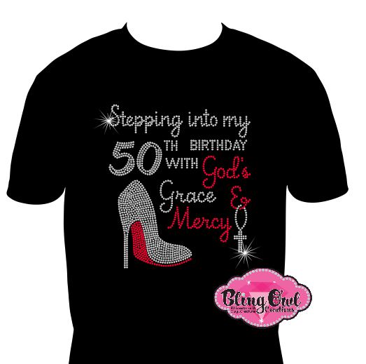 birthday_God_grace_mercy_heel design rhinestones sparkle bling