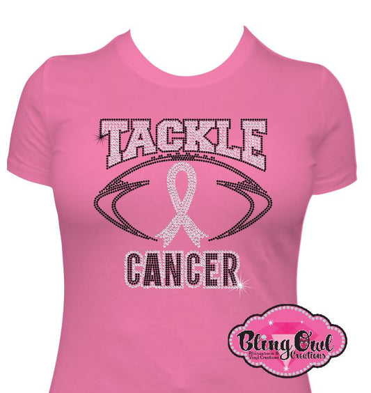 tackel cancer design shirt spread_awareness show_support statement_shirt special_cause t-shirt shirt_with_a_purpose rhinestones sparkle bling