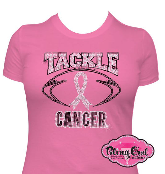 tackel cancer design shirt spread_awareness show_support statement_shirt special_cause t-shirt shirt_with_a_purpose rhinestones sparkle bling 