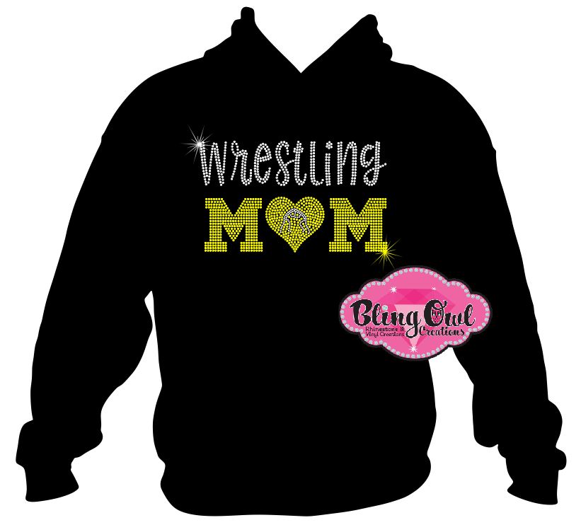 wrestling_mom shirt sports_mom casual_and comfort style rhinestones sparkles bling