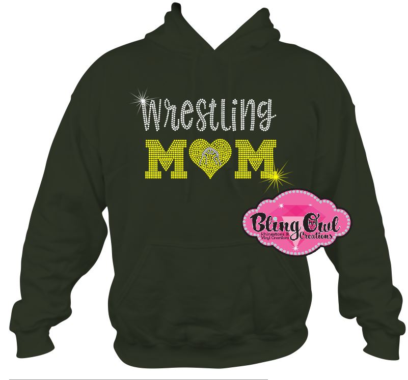 wrestling_mom shirt sports_mom casual_and comfort style rhinestones sparkles bling