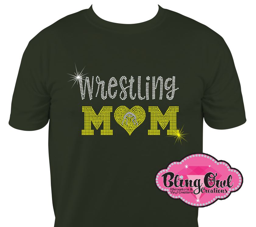 wrestling_mom shirt sports_mom casual_and comfort style rhinestones sparkles bling