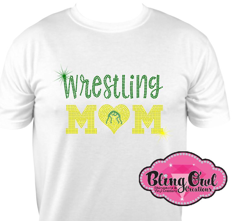wrestling_mom shirt sports_mom casual_and comfort style rhinestones sparkles bling