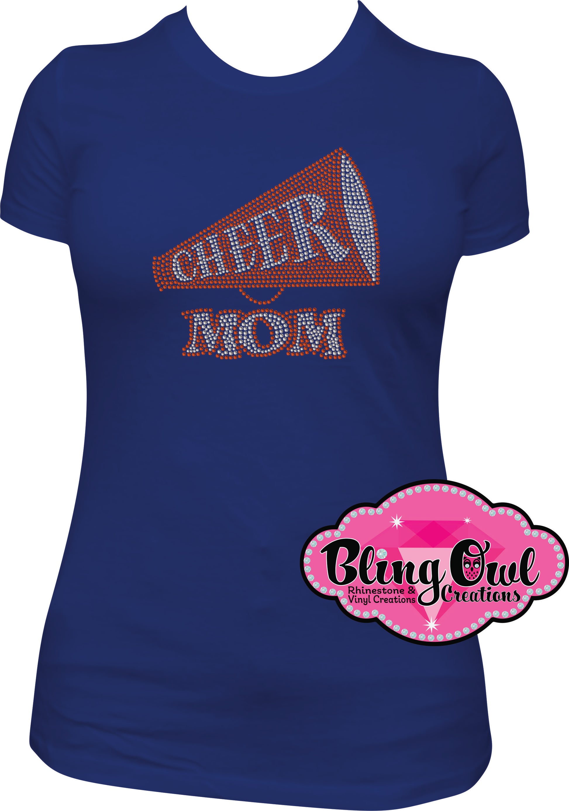 cheer_mom_megaphone rhinestones sparkle bling transfer