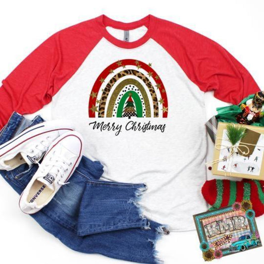 merry_christmas_rainbow specialty tee christmas shirt holiday tshirt comfortable wear