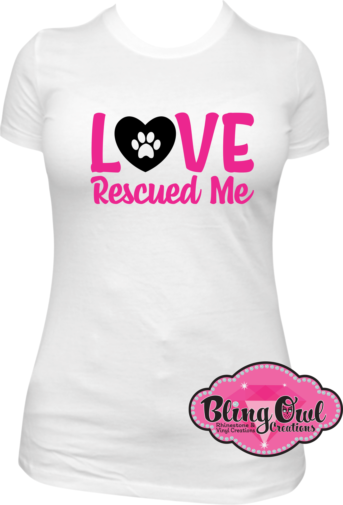 love_paw_print_rescued_me vinyl design shirt