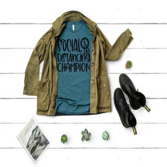 social_distancing_champion specialty tee casual shirt comfortable tshirt everyday wear