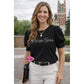 MSU Michigan State Script Bling Puff Sleeve Blouse – Black