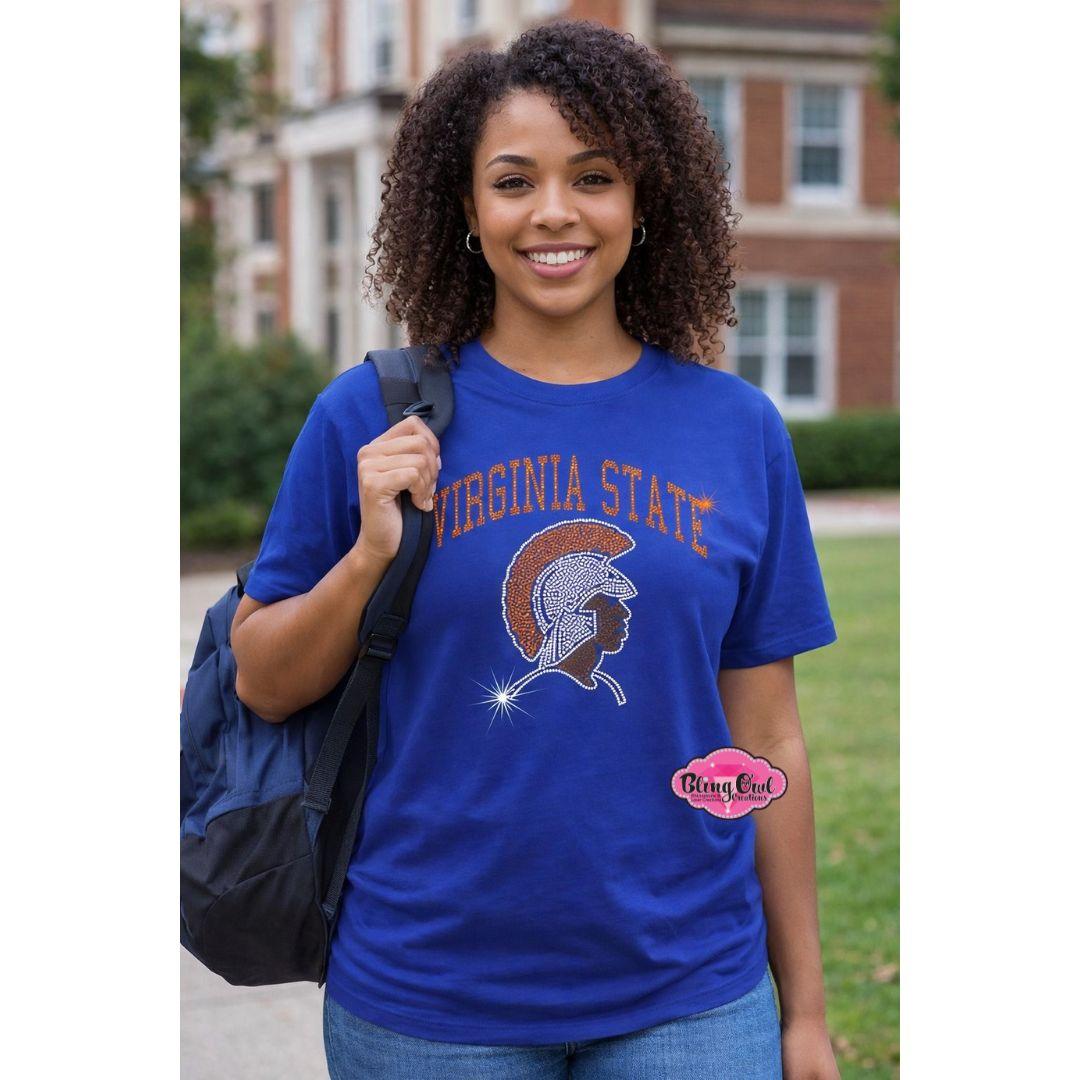 VSU Virginia State Arch Trojan Head Scoop Neck Unisex Tee