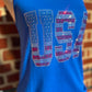USA Stripe Blue Tank Top