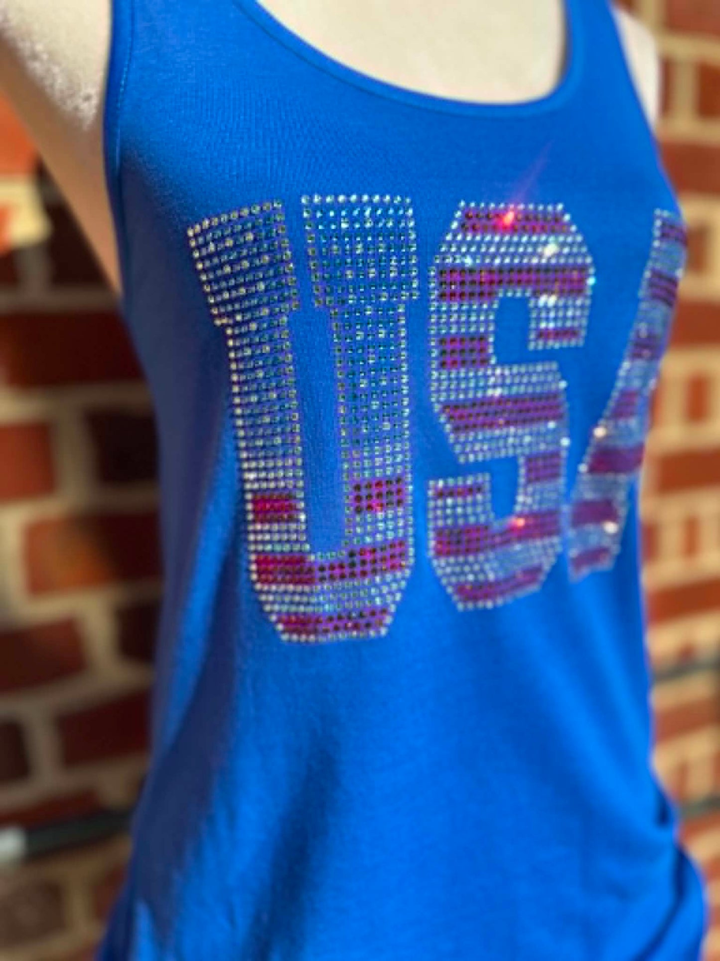 USA Stripe Blue Tank Top