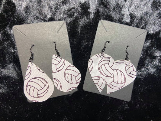 Volleyball Teardrop Earrings Pleather