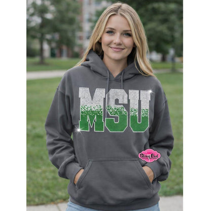 MSU Ombre Initials Crystal Hoodie