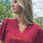 VT Virginia Tech Script Burgundy Vneck Dress Blouse