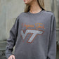 VT Virginia Tech Logo Script Sueded Fleece Crewneck