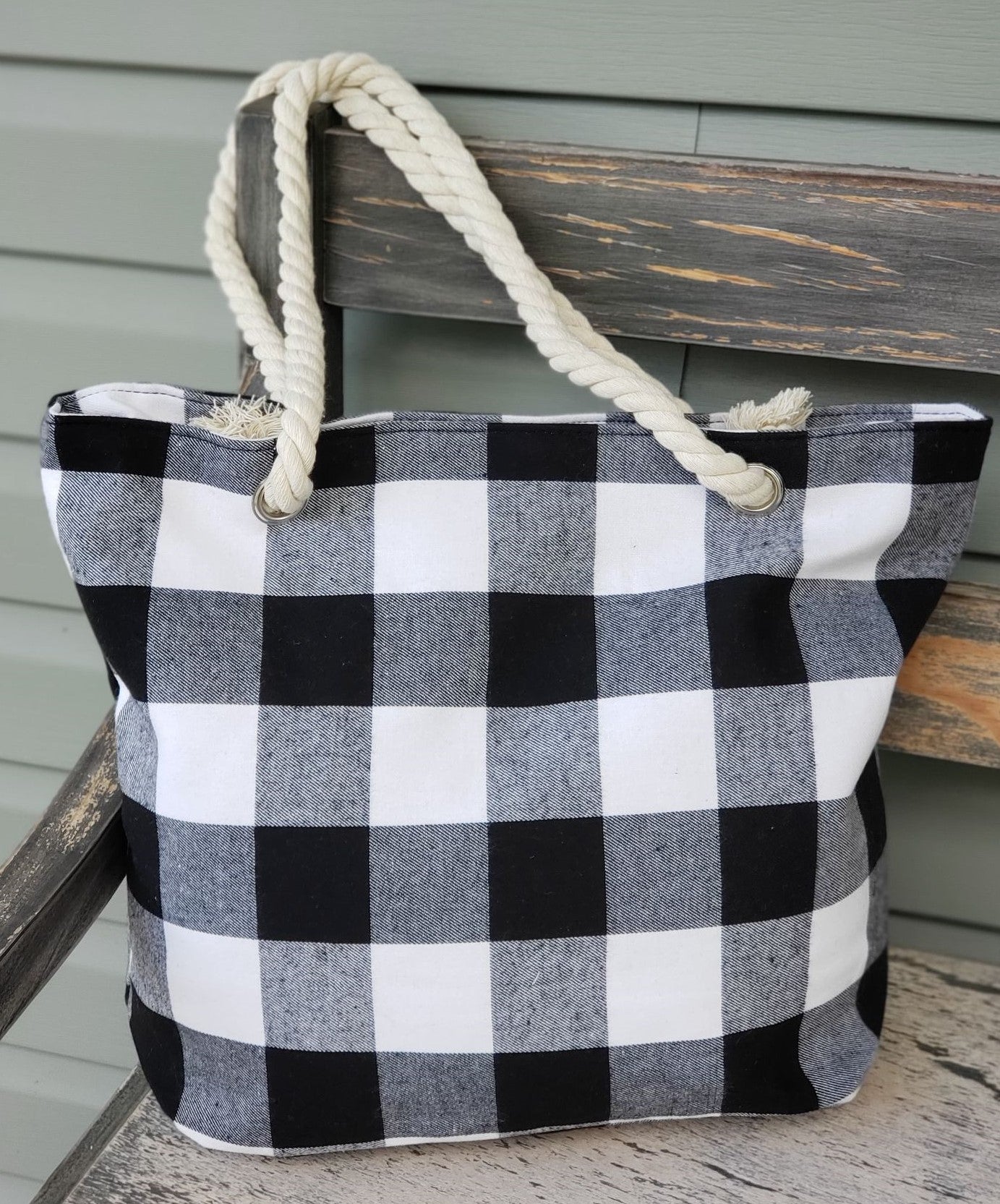 Buffalo Plaid Large Tote Bag