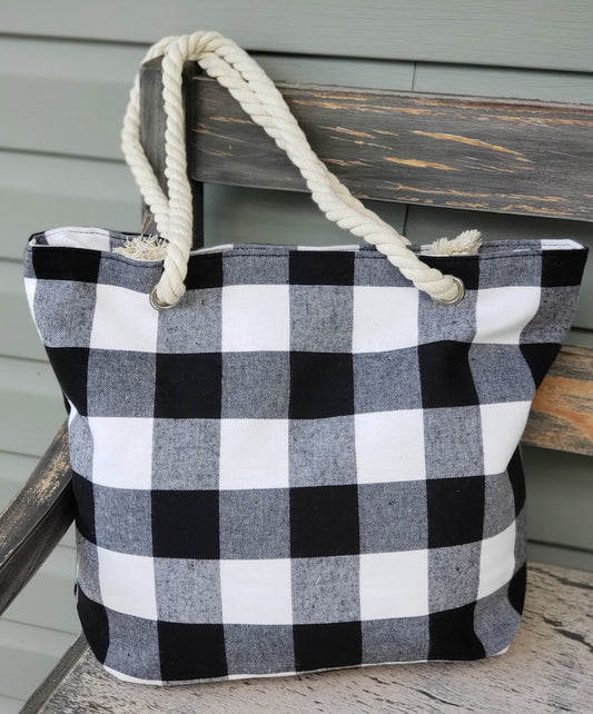 Buffalo Plaid Large Tote Bag