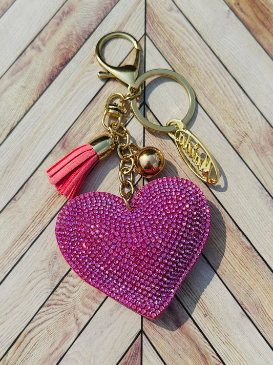 Pink Heart Bling Key Chain