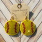 Softball Sports Rhinestones Cushion Dangle Earrings