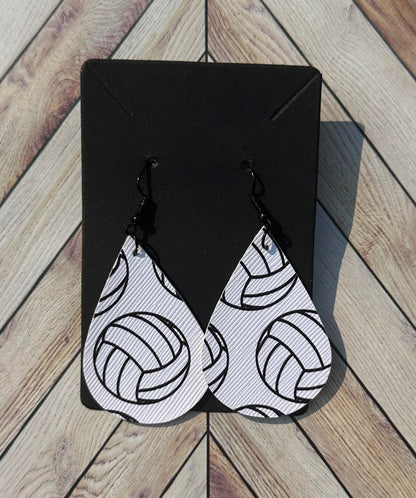 Volleyball Teardrop Earrings Pleather
