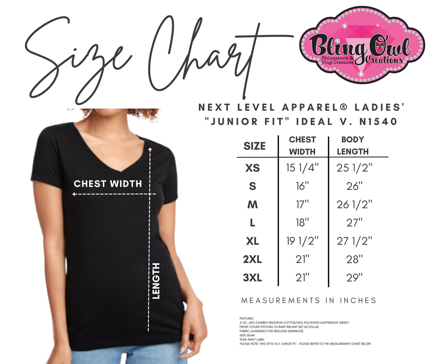 Women's Fitted Vneck (Snug fit) Sizing Charts
