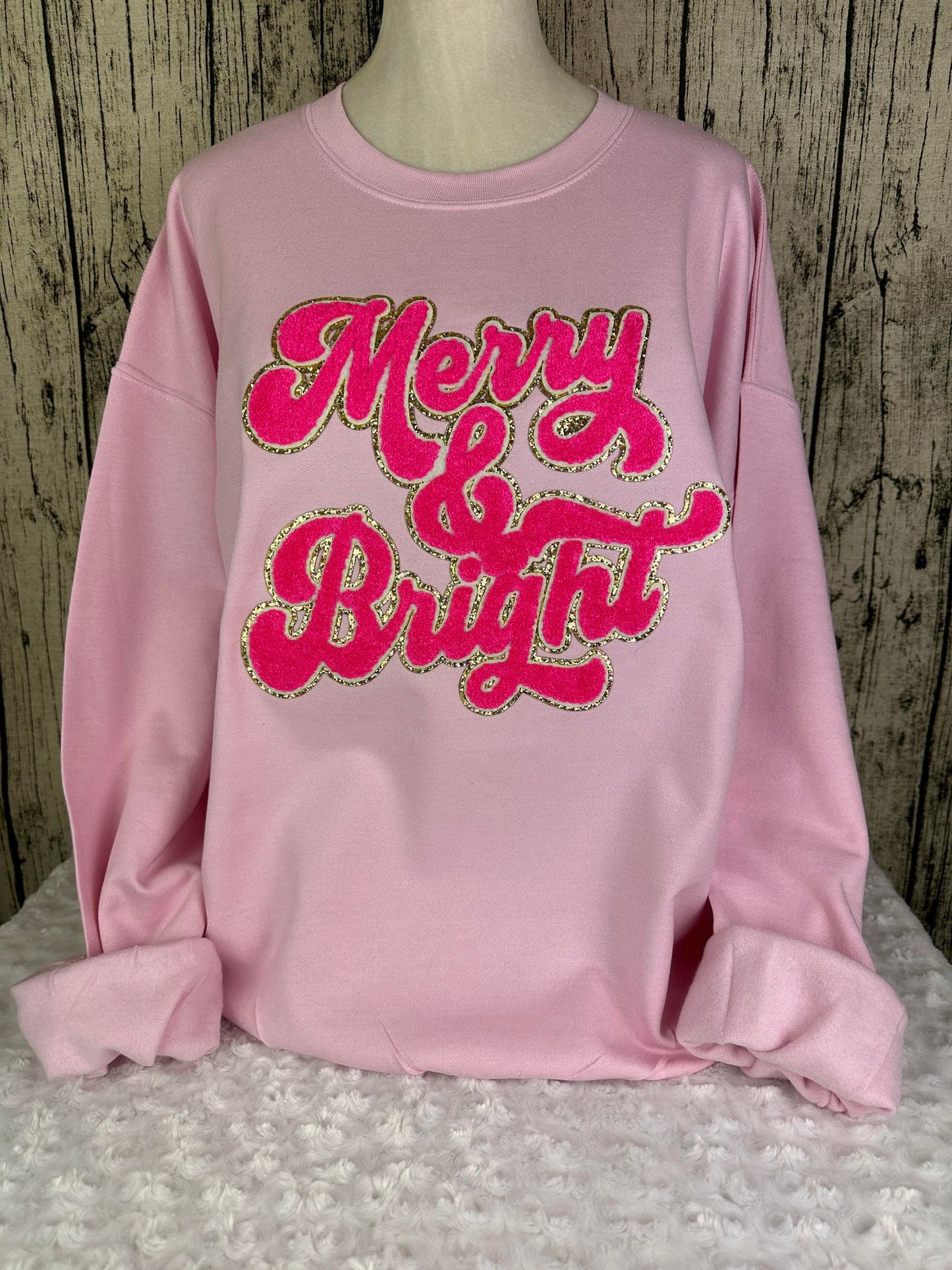 Christmas Chenille Patch Sweatshirt- Merry & Bright