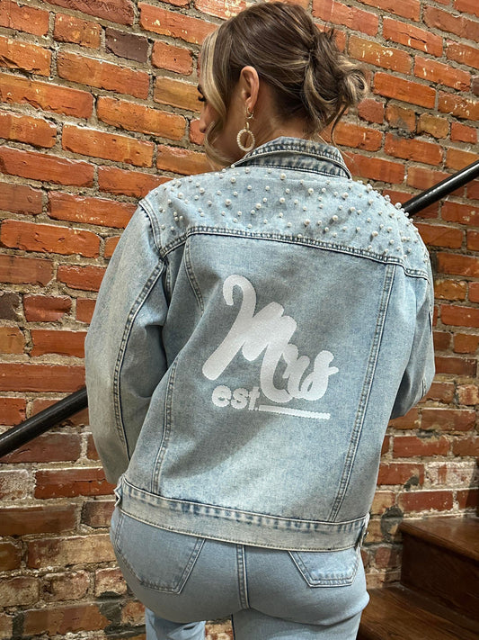 Denim Jacket with Pearls for Brides