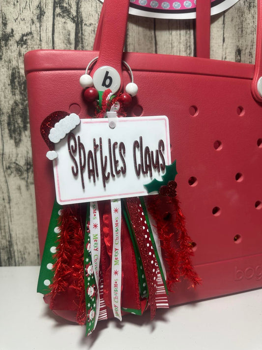 Christmas Plate Bogg Bag Tag/Charm (can add Ribbons/Beads)