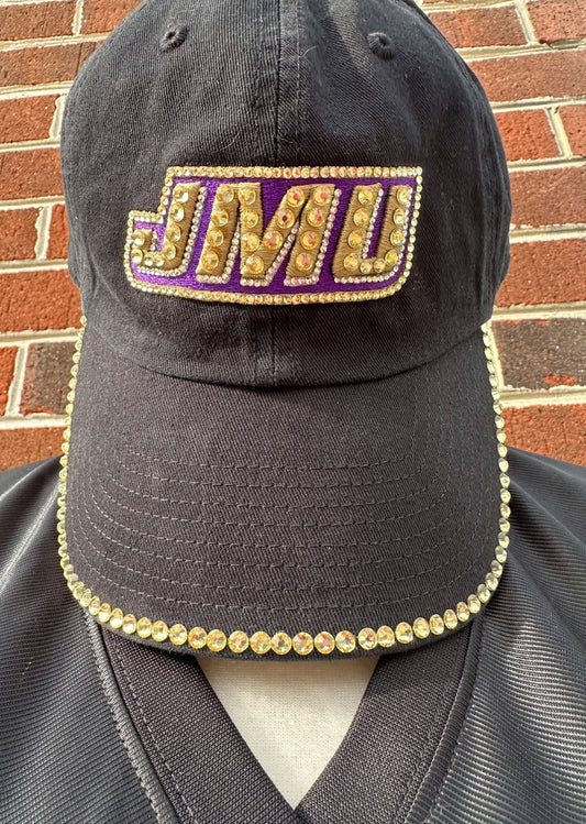 JMU Logo Bling Hat Black - Licensed