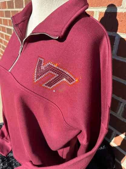 VT Quarter Zip Maroon Pullover