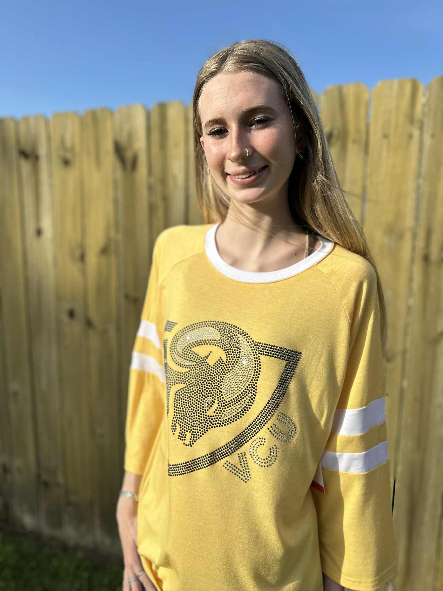 VCU Rams Game Day Top with Rhinestone Ram Shield