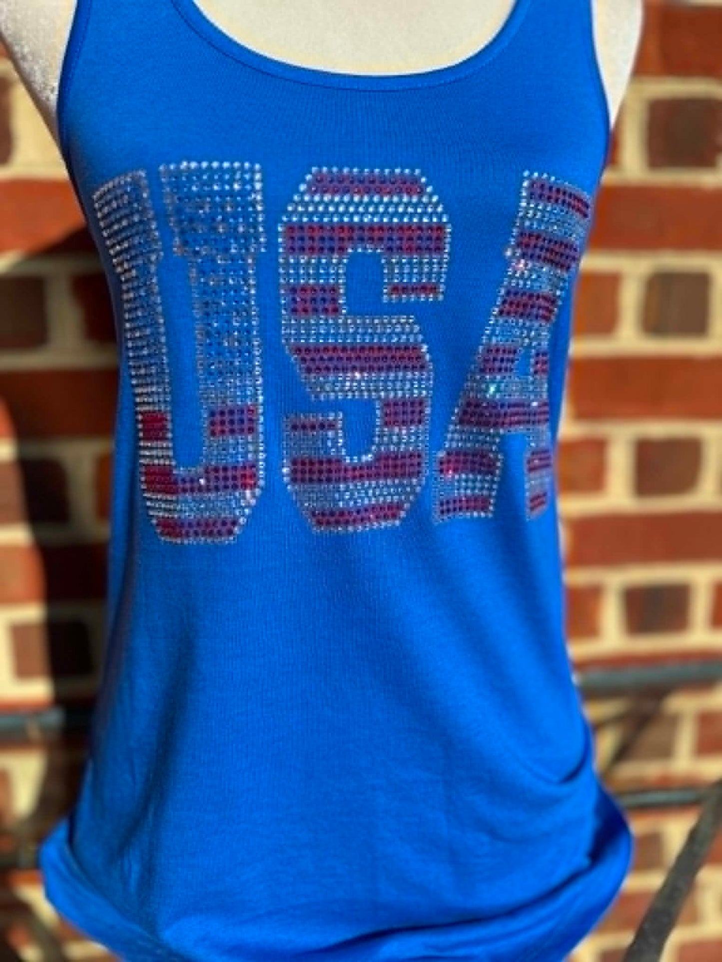 USA Stripe Blue Tank Top